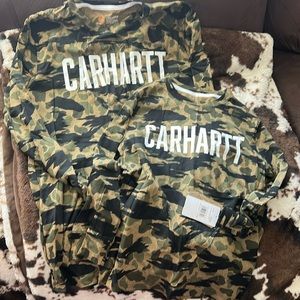 Two boys carhartt tops camo size xl and small